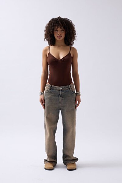 Genel Markalar Önü Büzgülü Askılı Bodysuit