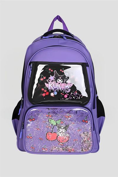 Catwins Rucsac pentru școală primară cu accesorii în stil coreean Kuromi