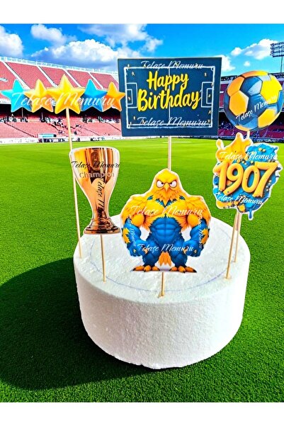 telaşe memuru Stick Cake Decoration - Yellow Navy Blue Fan Cake Decoration - ...
