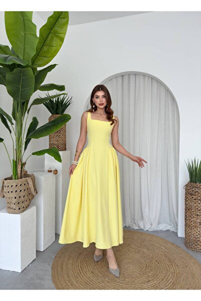 EtikaOnline Monza Uzun Kalın Askılı Elbise