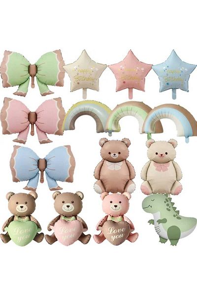 DÜVENCİ TİCARET Retro Mixed Foil Balloon Set