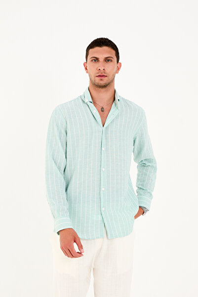 No Way Ανδρικό πουκάμισο με μακρυμάνικο ριγέ πουκάμισο κανονικής εφαρμογής