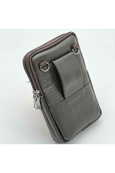 Micutz Men's Bag with Multifunctional Belt Clip, 12.5 x 19 x 4 cm, Dark Brown Color