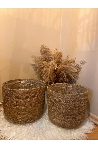 Paganca 2-Piece Wicker Cylinder Flower Pot Largest Sizes