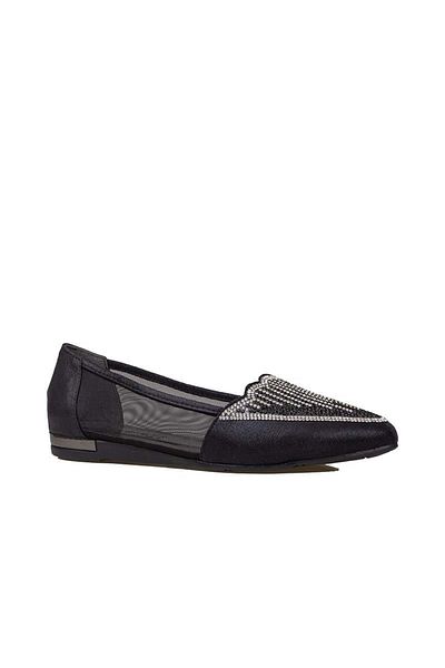 Trend Adımlar Black Stone Embroidered Women's Ballerinas