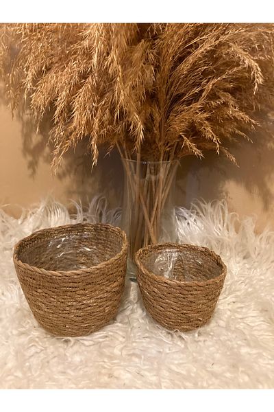 Paganca 2-Piece Wicker Cylinder Flower Pot Smallest Sizes