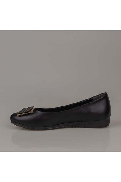 Trend Adımlar Black Stone Embroidered Women's Classic Ballerinas
