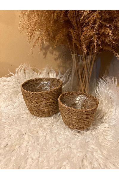 Paganca 2-Piece Wicker Cylinder Flower Pot Smallest Sizes