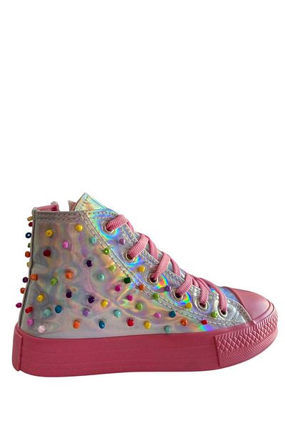 bhk desing Hologram Colorful Bead Embroidered Pink Sole Sports Shoes Sneaker