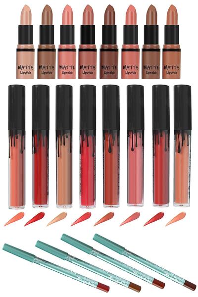 KAİZEN مجموعة مكونة من 20 قطعة من أحمر الشفاه والشفاه وأقلام تحديد الشفاه