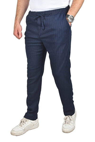 Rizz up Erkek Lacivert Rahat Kesim Örme Kumaş Beli Lastikli İnce Spor Pantolon 2502216