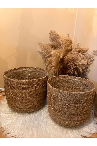 Paganca 2-Piece Wicker Cylinder Flower Pot Largest Sizes