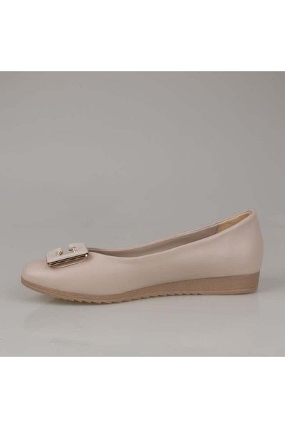 Trend Adımlar Cream Classic Stone Embroidered Women's Ballerinas