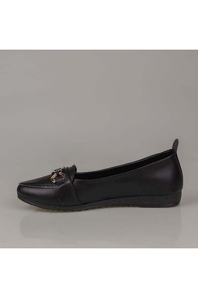 Trend Adımlar Black Comfort Stone Embroidered Women's Ballerinas