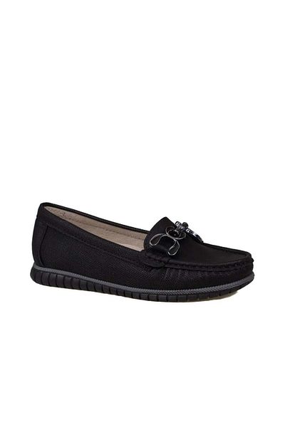 Trend Adımlar Black Comfort Denim Women's Flat Ballerinas