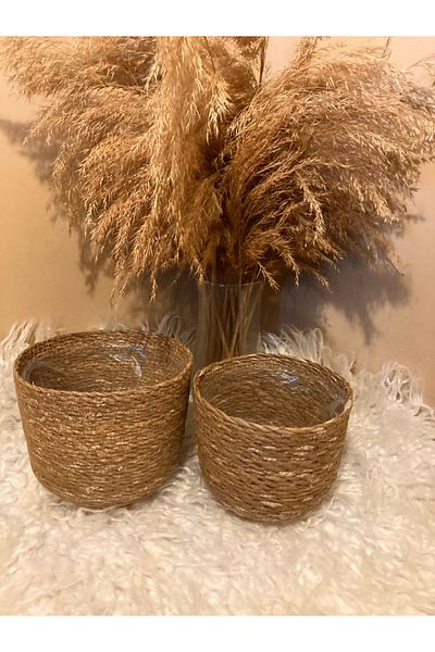 Paganca 2-Piece Wicker Cylinder Flower Pot Small Sizes