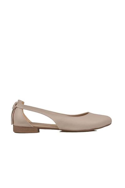 Trend Adımlar Cream Side Open Back Tasseled Flat Women's Ballerinas