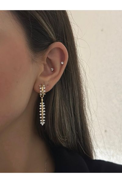 MyladyAccessoriess Zircon Stone Detailed Dangle Design Earrings