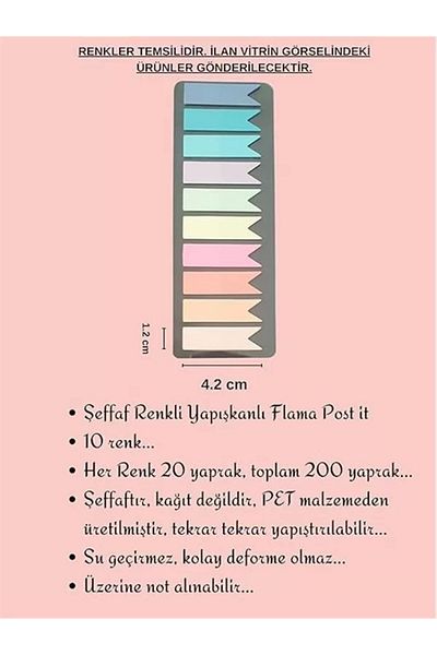 Mu Art Ahşap Sticky Notes Transparent Color Sticky Note Papers Streamer