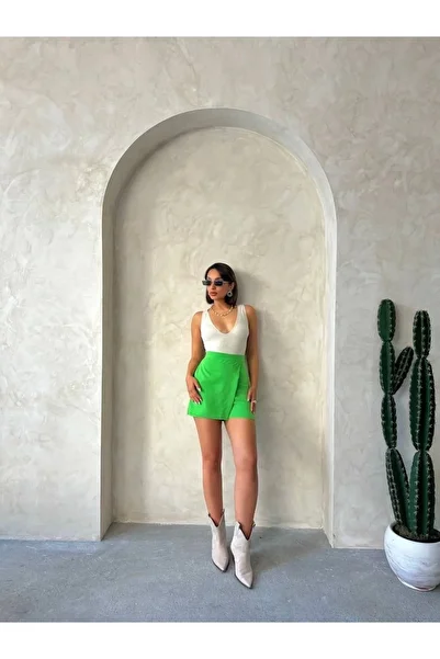 Işıltı kidss Cover Shorts Skirt Green S24901