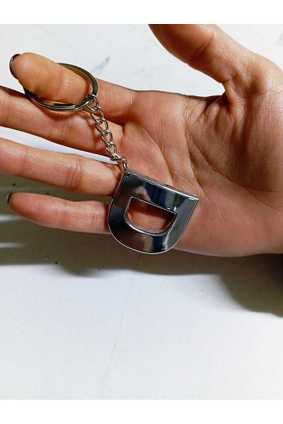 ForWhat سلسلة مفاتيح بلاستيكية مطلية بالكروم على شكل حرف D هدية للمكتب المنزلي
