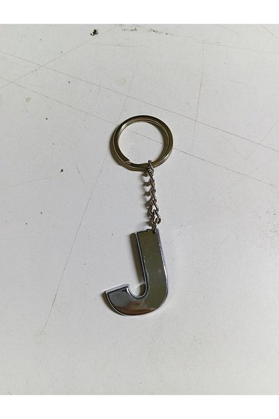 ForWhat سلسلة مفاتيح مزخرفة على شكل حقيبة بلاستيكية مطلية بالكروم من البلاستيك على شكل حرف J هدية للمكتب المنزلي