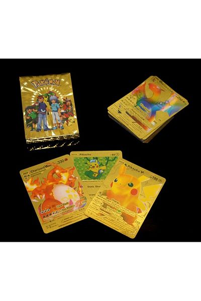 ForWhat Golden Deck Pokemon Game Card for Bureau Home Office Event Party