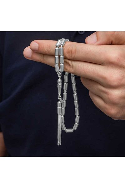 norsary Silver Capsule Cut Men's Prayer Beads