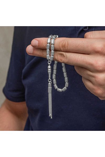 norsary Silver Capsule Cut Men's Prayer Beads