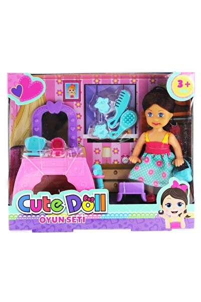 MEGA Cute Doll Mini Bebek Aksesuarlı ve Makyaj Masalı Oyun Seti