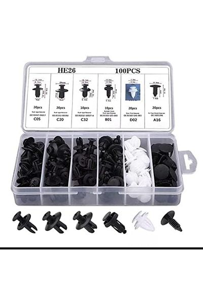 Generic Car Fastening Clips Set, 100 Pieces
