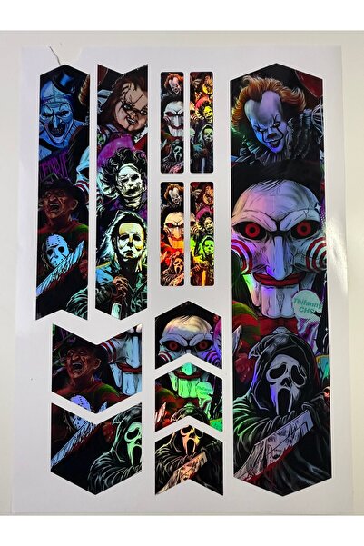 ca kay bu Horror Bisiklet Sticker Seti 12 Parça – Renkli Maşa Kadro Etiketi H...
