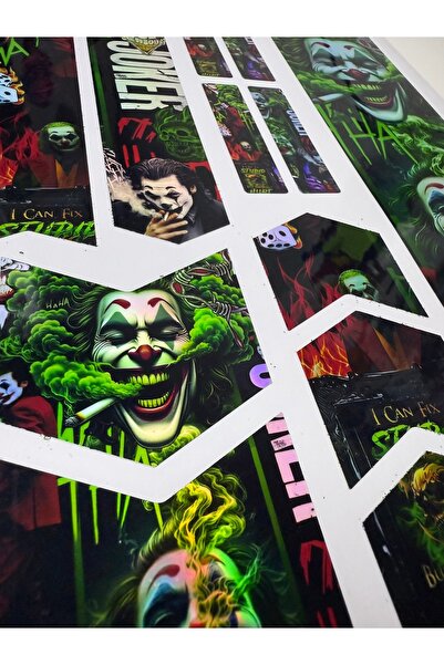 ca kay bu Joker Bisiklet Sticker Seti 12 Parça – Renkli Maşa Kadro Etiketi Hologram