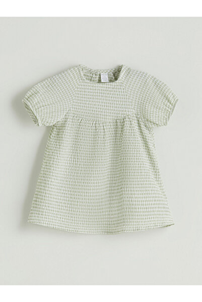 LC Waikiki Özmarka New Season Crew Neck Plaid Patterned Baby Girl Dress