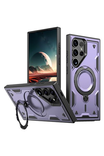 ALC MOBILE Military armour case with metal ring, compatible with Samsung Galaxy S24 Ultra, Purple