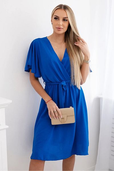 UniqueStore.ro Rochie petrecută albastru regal cu șnur în talie - MĂRIME UNICĂ