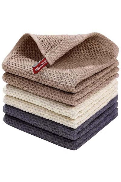 LA' PRECIOUS 100% Cotton Waffle Weave Kitchen Dish Cloths - Ultra Soft Absorbent Quick Drying Dish T