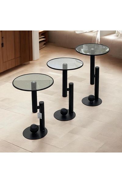 Gharaib Al Tuhaf Modern Metal Side Table Set - 3 Pieces