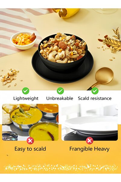 NIHAO 48 Pcs Plastic Dinner Set, Wheat Straw Dinnerware Set,Dessert Plate, Bowls, Cups, Outdoor Dishes