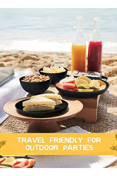 NIHAO 48 Pcs Plastic Dinner Set, Wheat Straw Dinnerware Set,Dessert Plate, Bowls, Cups, Outdoor Dishes