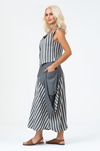 Bold & Young Women's Cargo Pocket Zipper Slim Skirt