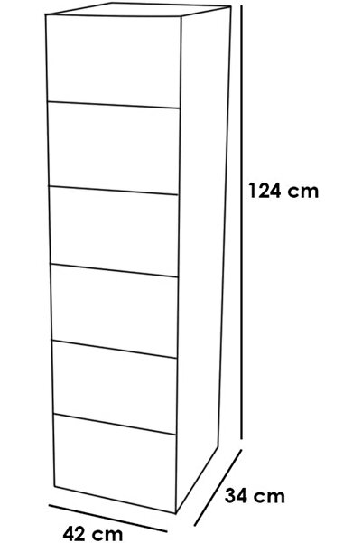 co arma 6-Tier Multi-Purpose Plastic Storage Drawer 42 x 34 x 124 cm