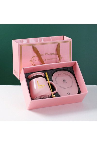 Türkiye مجموعة سخان أكواب القهوة المحمولة من Lucky، وسادة تسخين الكوب، كوب سيراميك، ترموستاتي كهربائي