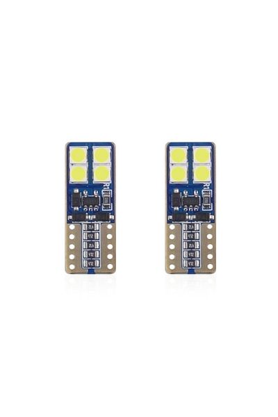JollyMag Set of LED CANBUS compatible T10e W5W 8 SMD White 12/24V car bulbs, intended for competitions