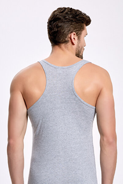 Lienna Men's 100% Cotton Gray 2-in-1 Rambo Undershirt L2I1K2L2Kk.2L