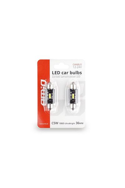 JollyMag Set of LED CANBUS car bulbs compatible with C5W 1 SMD 36mm White 12/24V, car or off-road