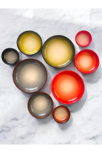 Artistic Quality Casserole in Decorative Colors - Breakfast - Sauce Bowl - Appetizer - Snack Set 9 Pieces for 3 People