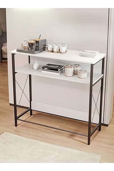 AGD Coffee Corner Table, Entryway Console Table, To Arrange And Organize Your Needs - White / Black