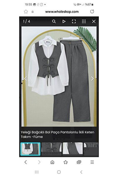 ZENNE MODA Baglamalı Yelek pantolon ikili keten takım