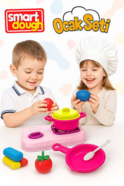 MGS OYUNCAK Smart Dough Cooker Set with 4 Colors Play Dough for Fun Kitchen Play (3+ Years) Orange Color